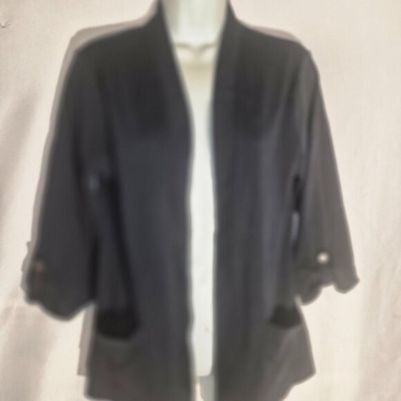 CROFT & BARROW cardigan sweater, open front, Black in size Medium - Picture 11 of 12